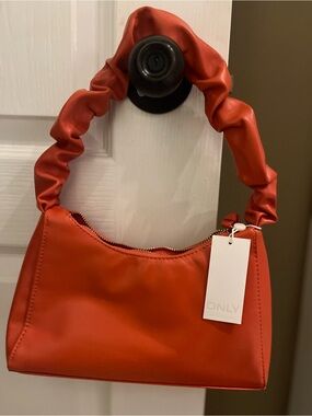 ONLY Orange Ruched-Handle Shoulder Bag